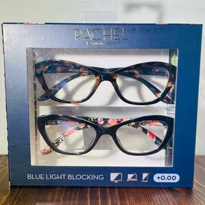NEW Rachel Roy +0.00 Blue Light Reading Glasses Black Floral Tortoise